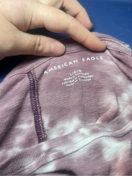 American Eagle Mauve Tie-Dye Short Sleeve Boho Hippie Hi Low Tee Size Large - Picture 12 of 12